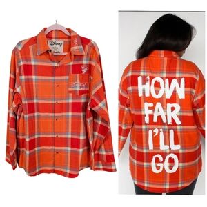 Disney Cakeworthy Moana Embroidered How Far Ill Go Oversized Flannel